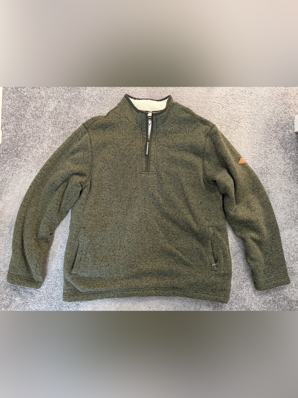 Orvis 1/4 Zip Sherpa Lined Pullover Sweater Green Size XXL